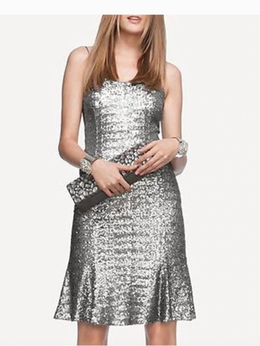 Banana Republic L’Wren Scott Sequin Wiggle Dress in Silver - Size 8